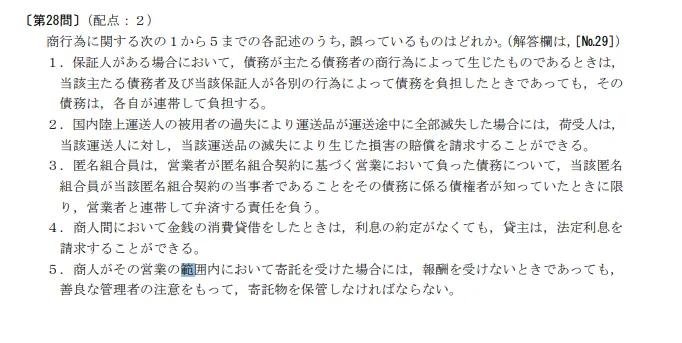 短答式試験問題ー商法のイメージ